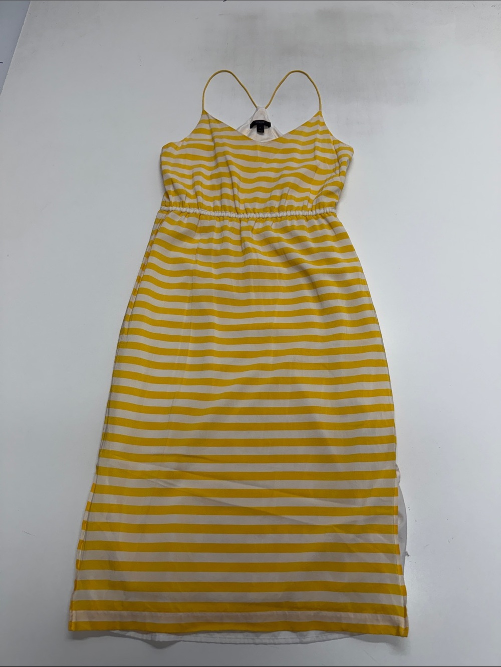 J. CREW Women’s 8 Yellow / White Striped Silk Sun Dress